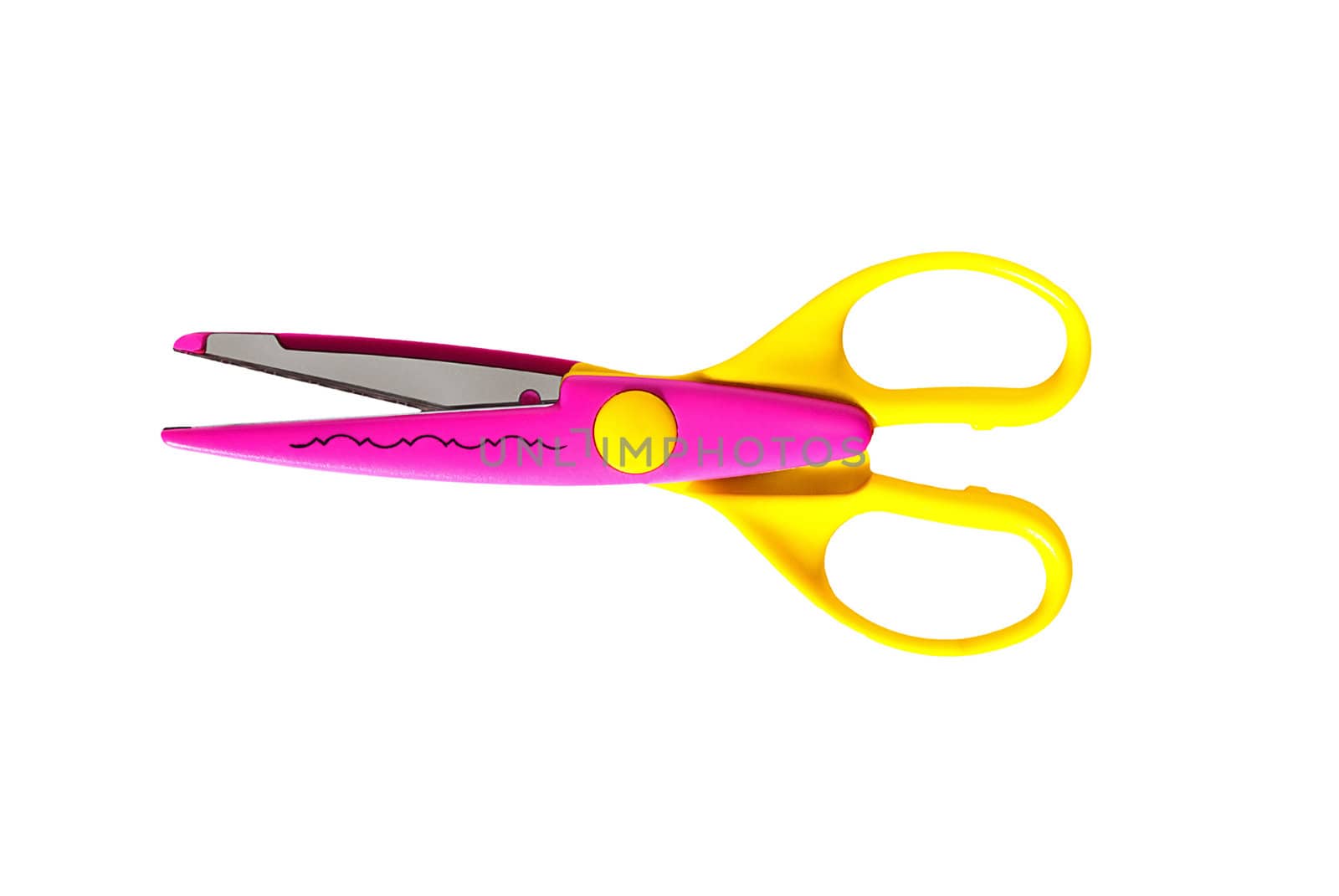 Zigzag scissors isolated on the white background.
