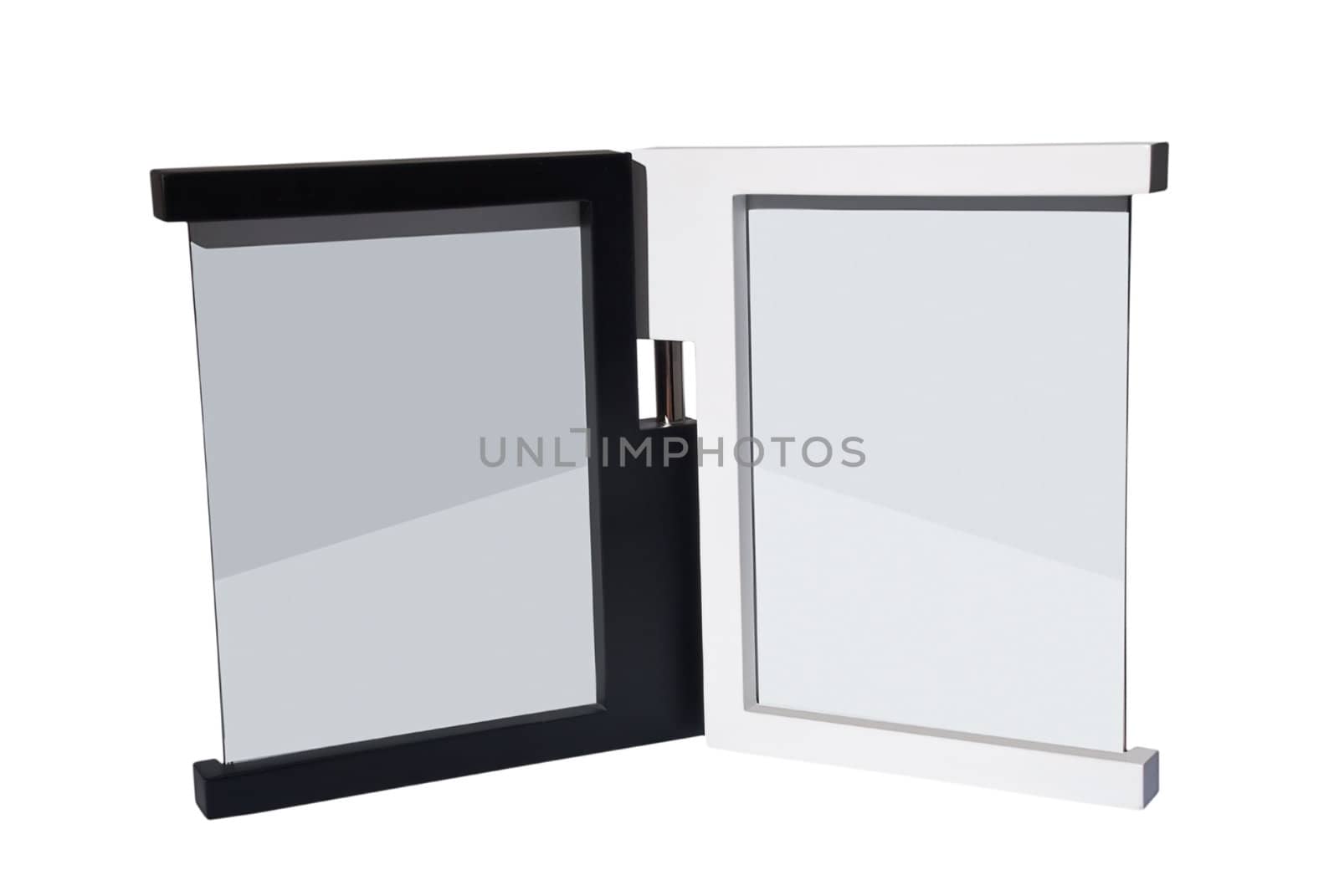 Stylish black and white photo frame on the two photos.