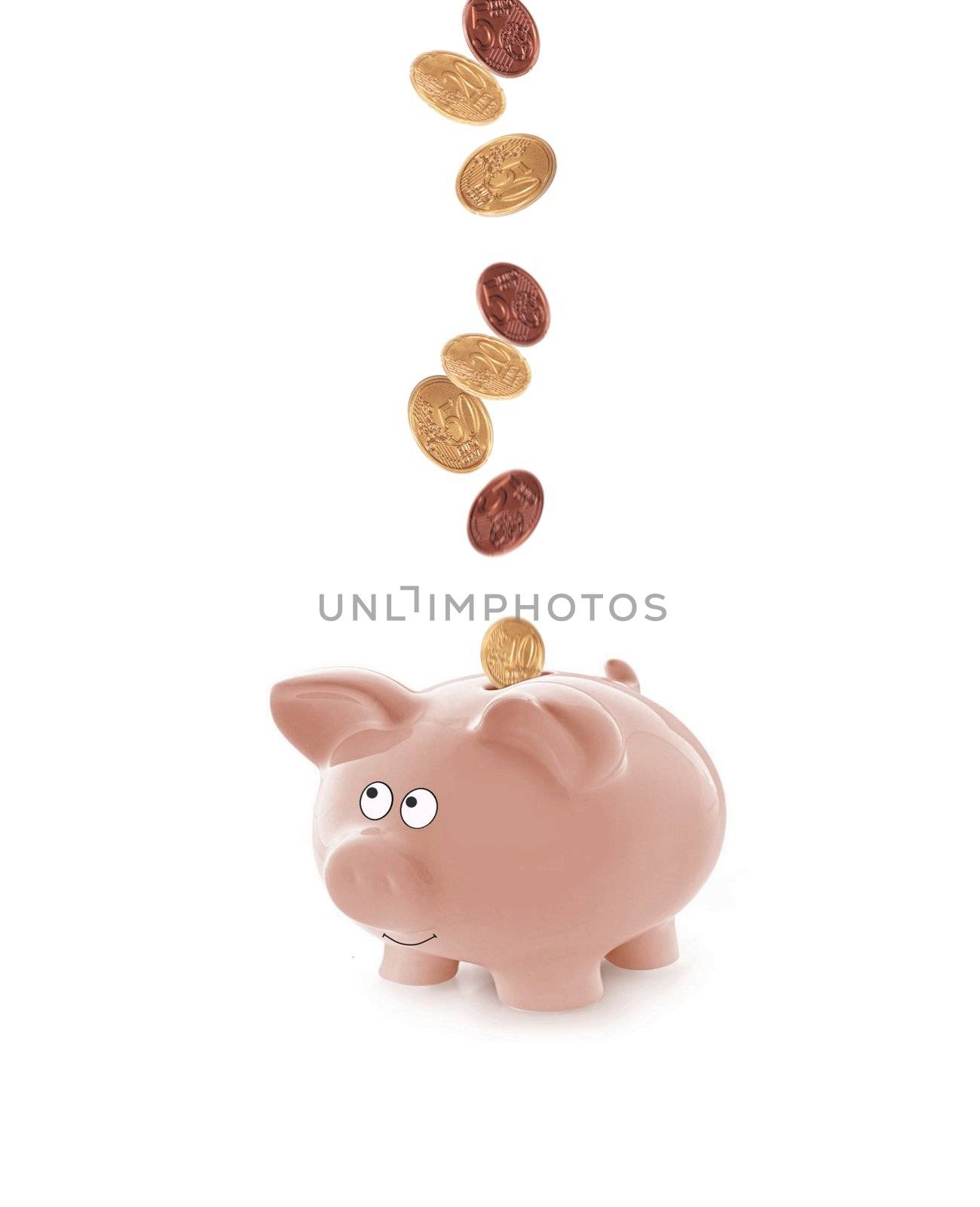 Piggy bank collecting money