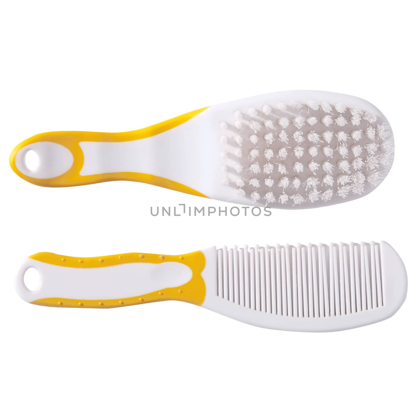 Hairbrush for baby isolated on the white background.