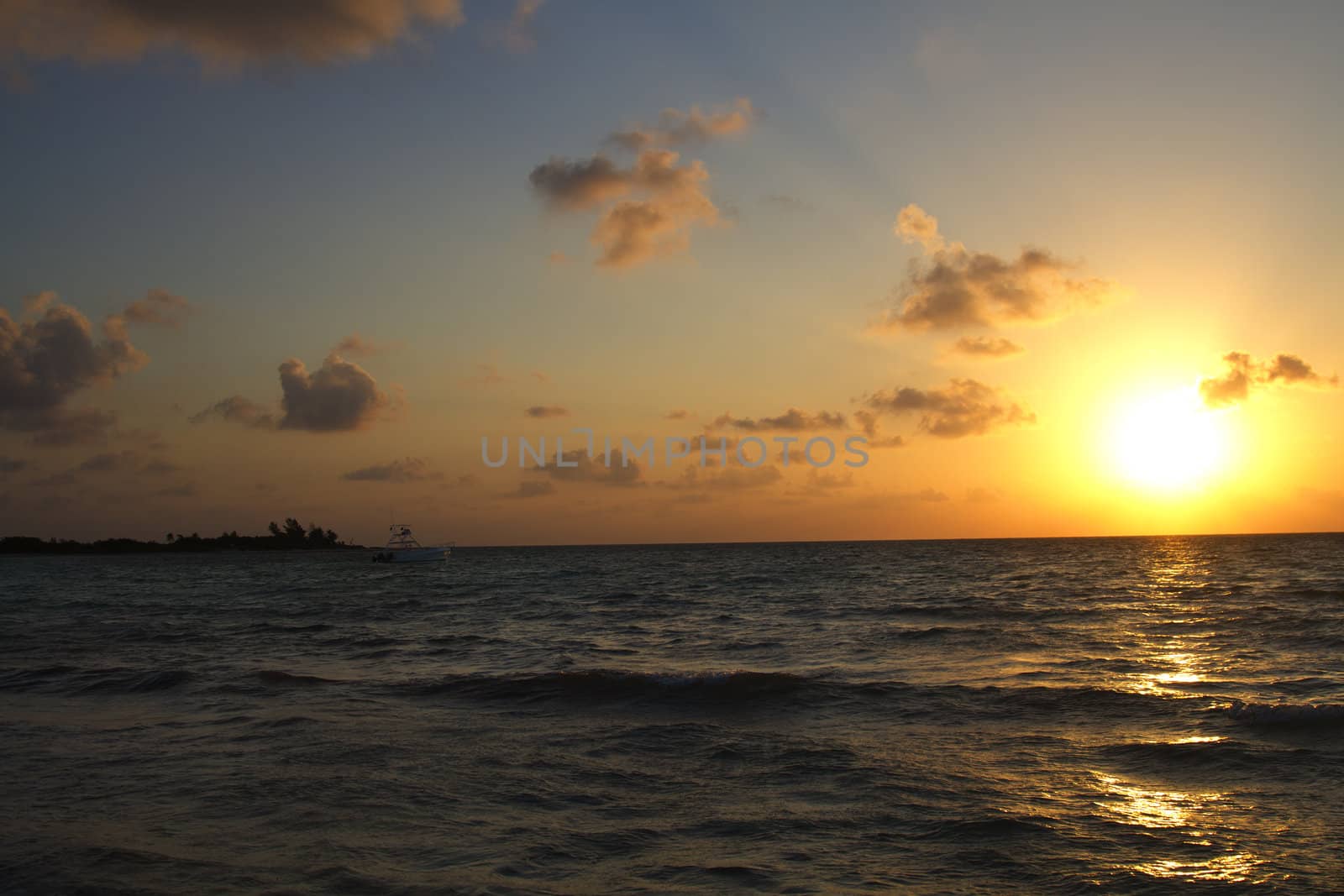 Sun rising over the ocean