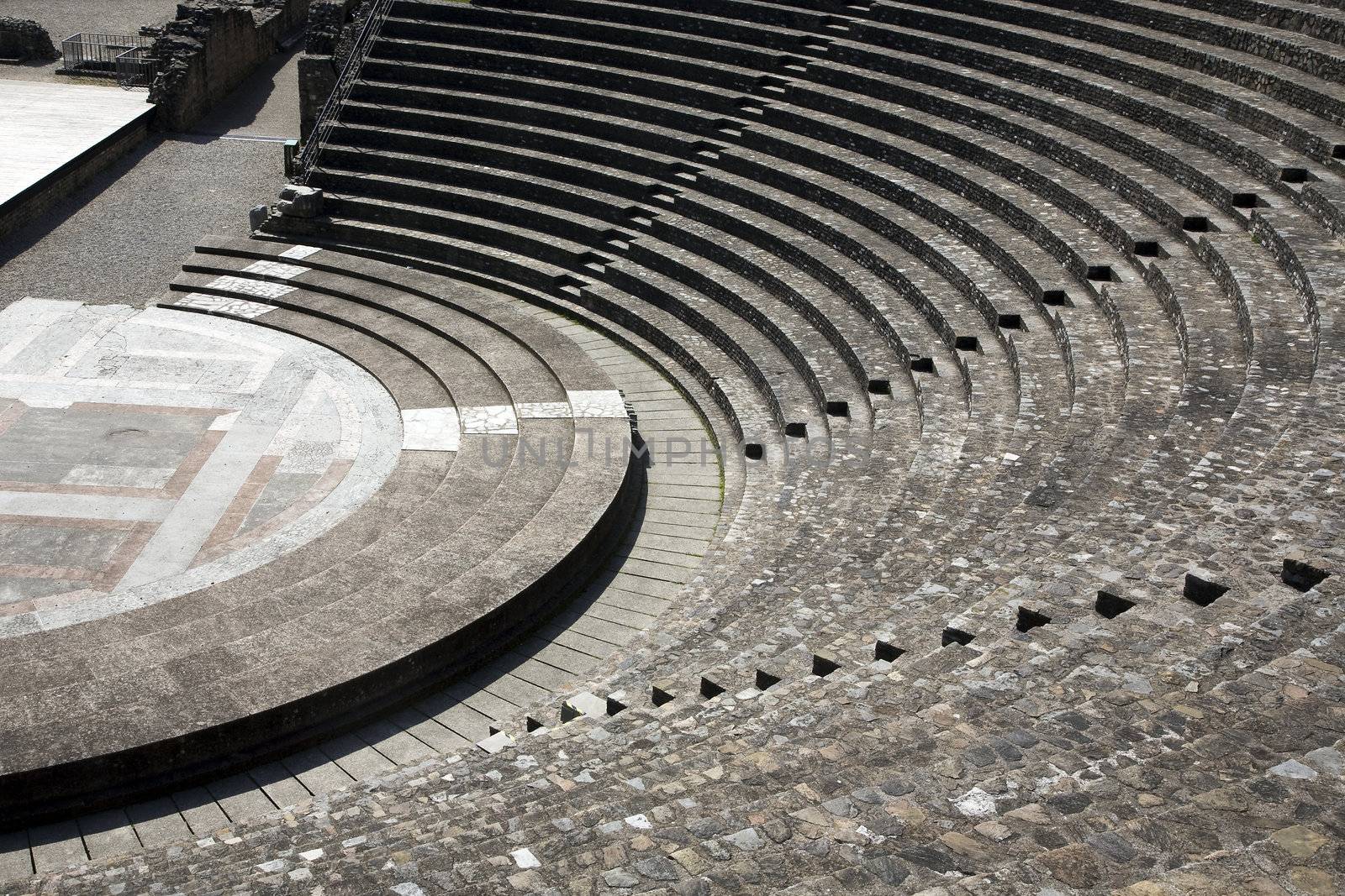 Remains of the Ancient Theater of Fourvière in Lyon, France.