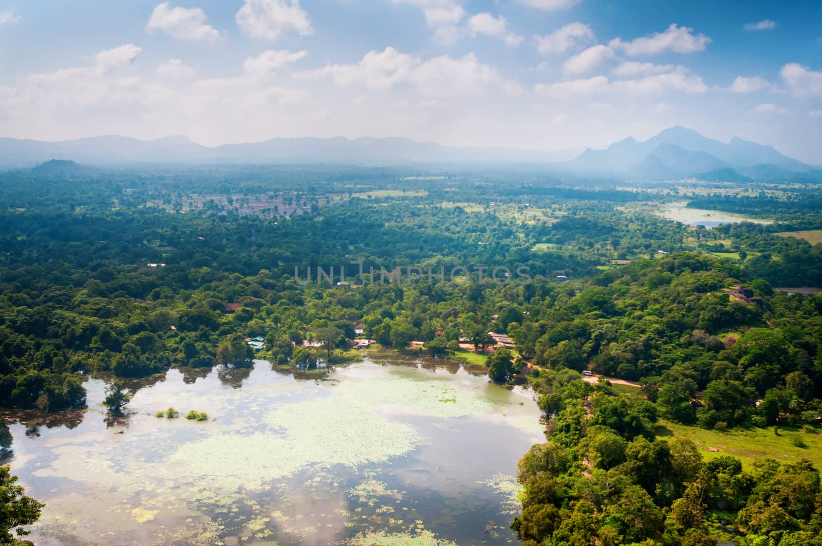 Valley in central part of Sri Lanka island, view from Sigiriya Lion rock