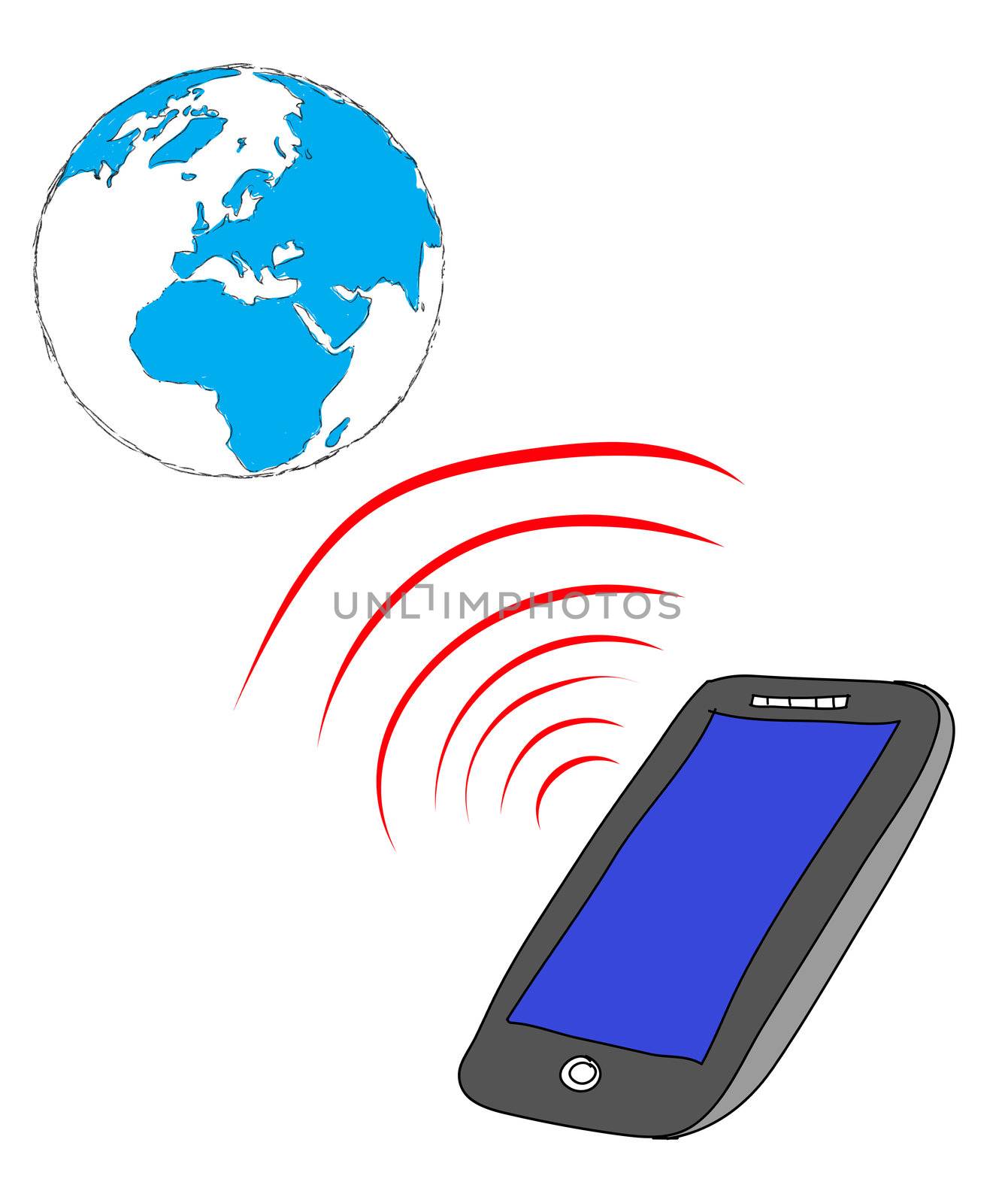 smart phone connect to globe,telecommunica tion concept by rufous