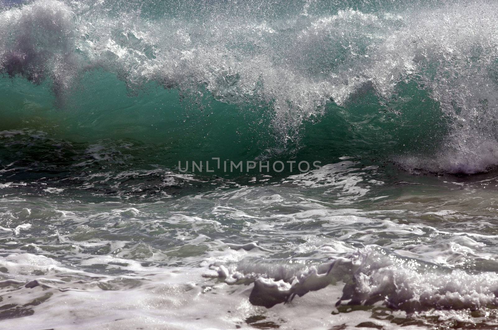 Big wave crashes on to the shore. Indian ocean