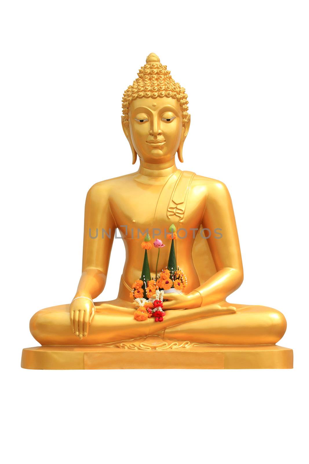 buddha statue on white background - isolated by rufous