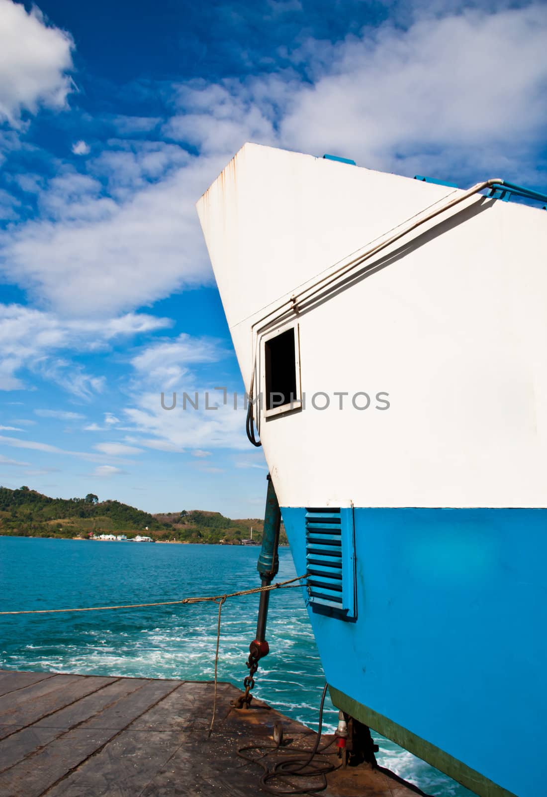 TRAT, THAILAND: rear of the ferry. A boat across to Koh Chang in Thailand