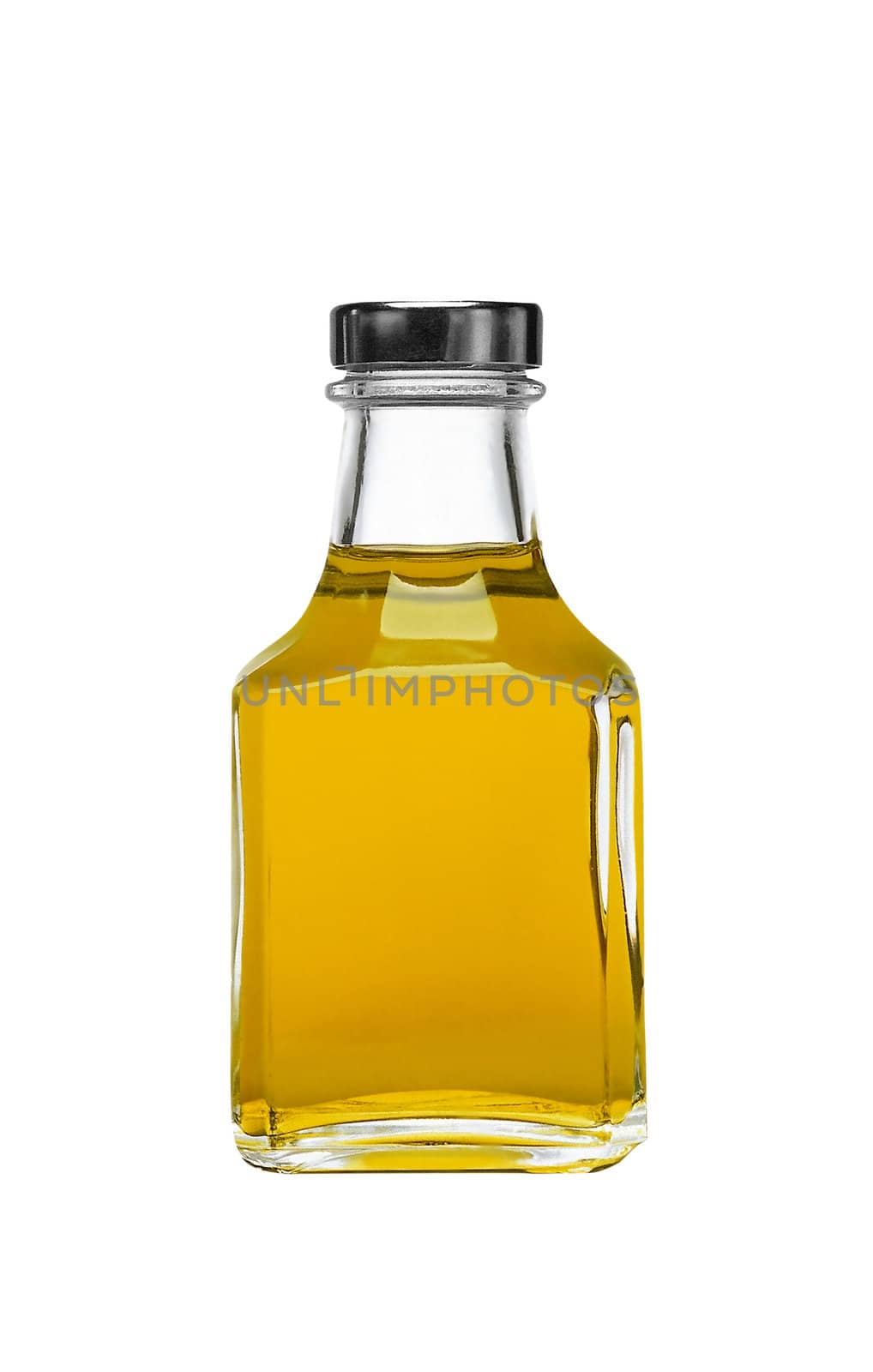 olive oil square bottle isolated on white background
