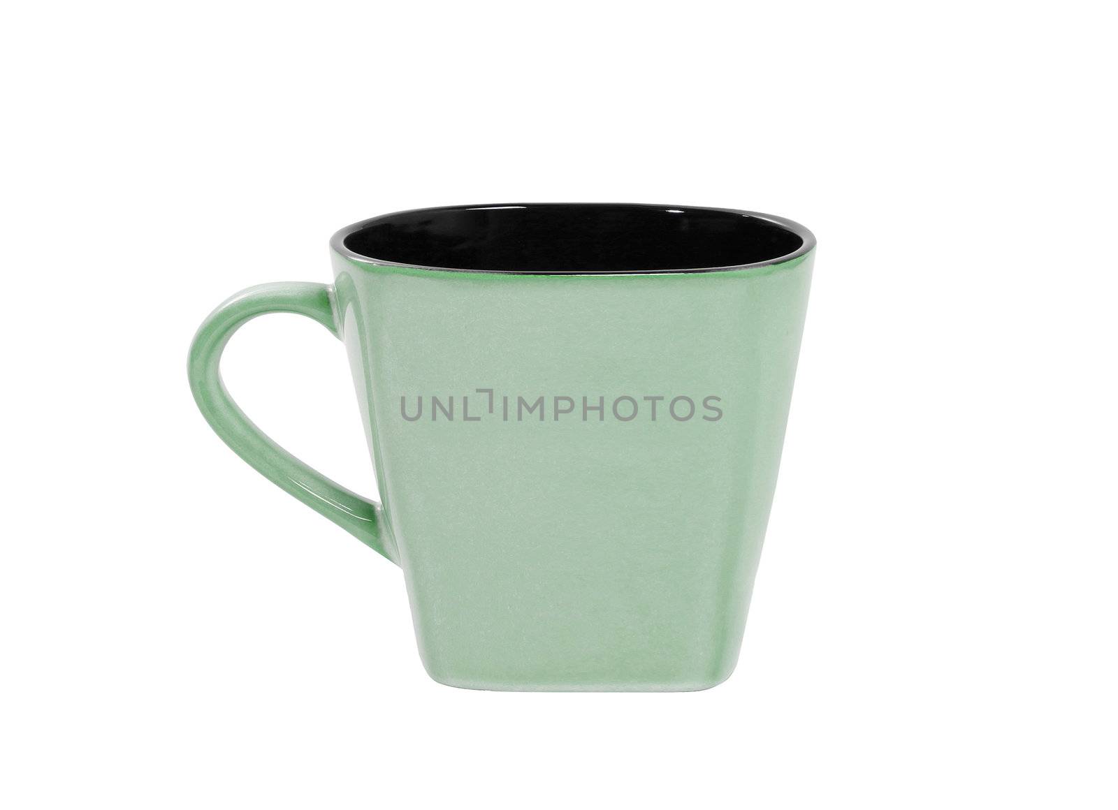 Green mug isolated on white background