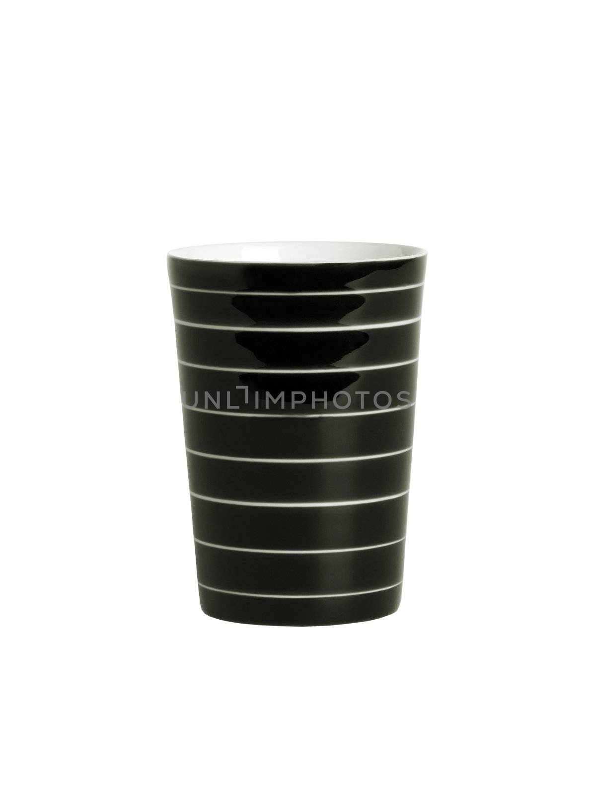 Black striped mug isolated on white