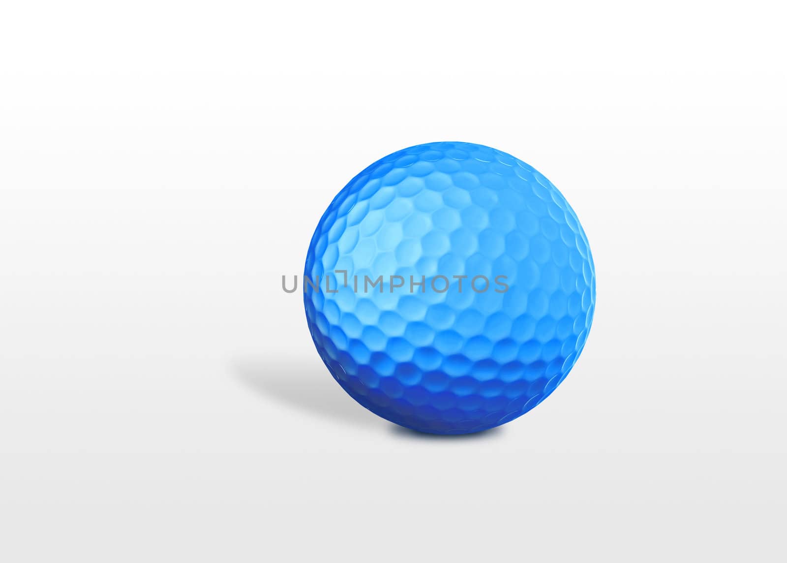 a blue golf ball isolated on white background