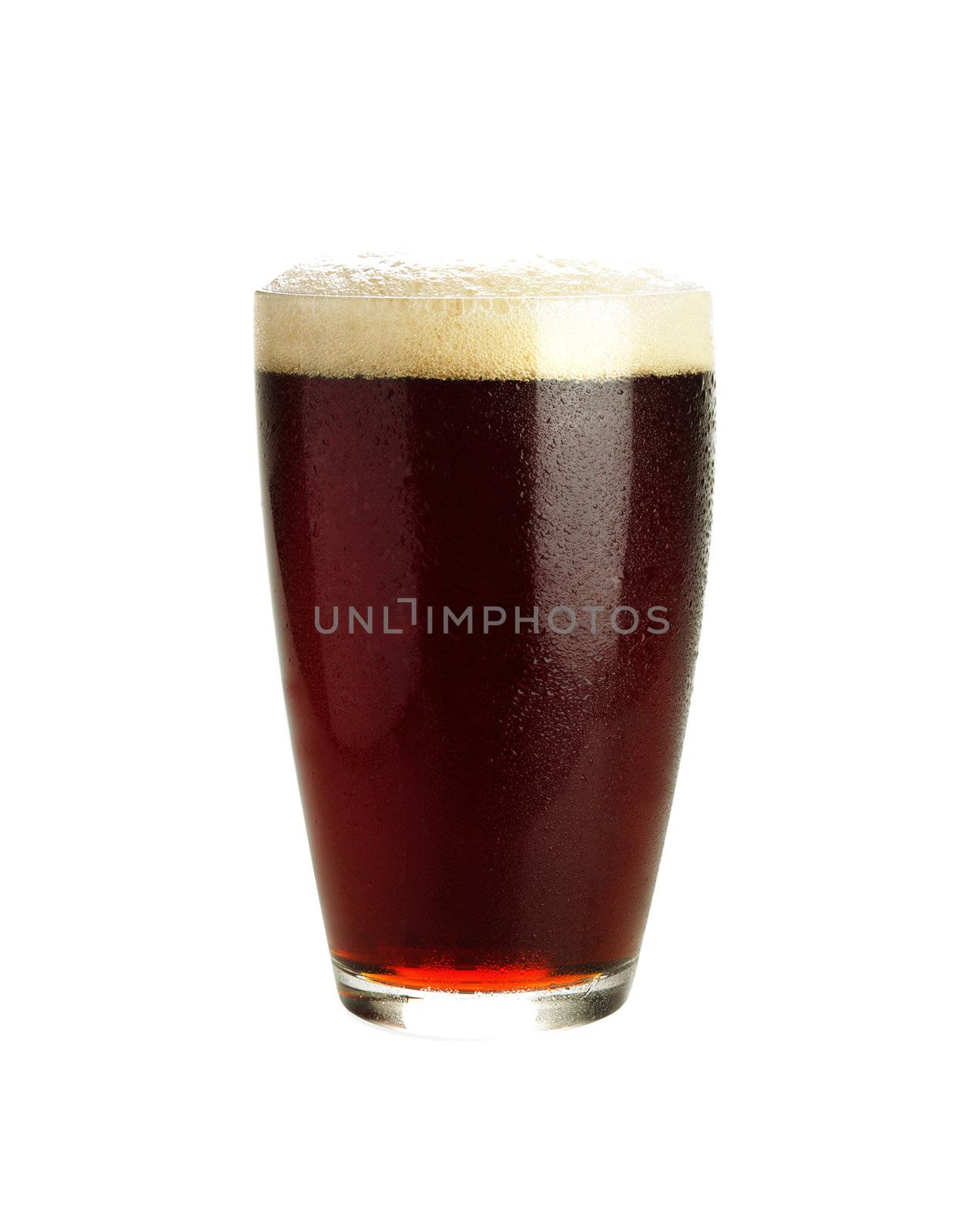 Glass of dark beer isolated on white