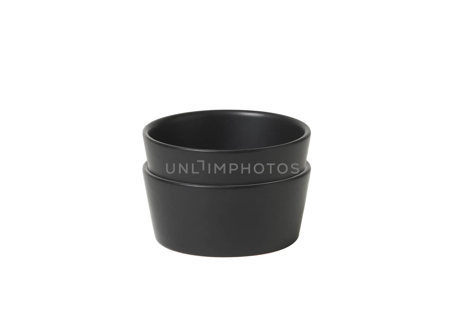 Black jam dishes isolated on white