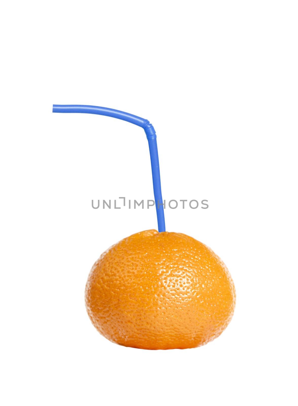 Tangerine with tubule isolated on white
