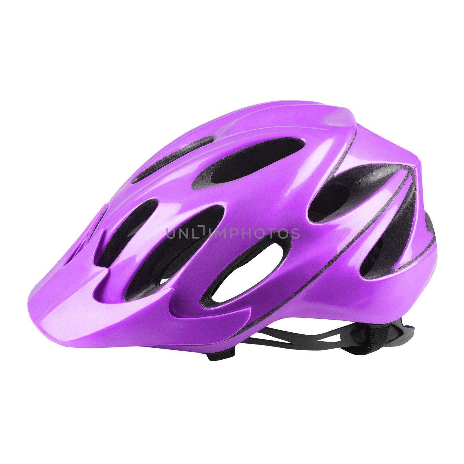 Velvet bike helmet on white background