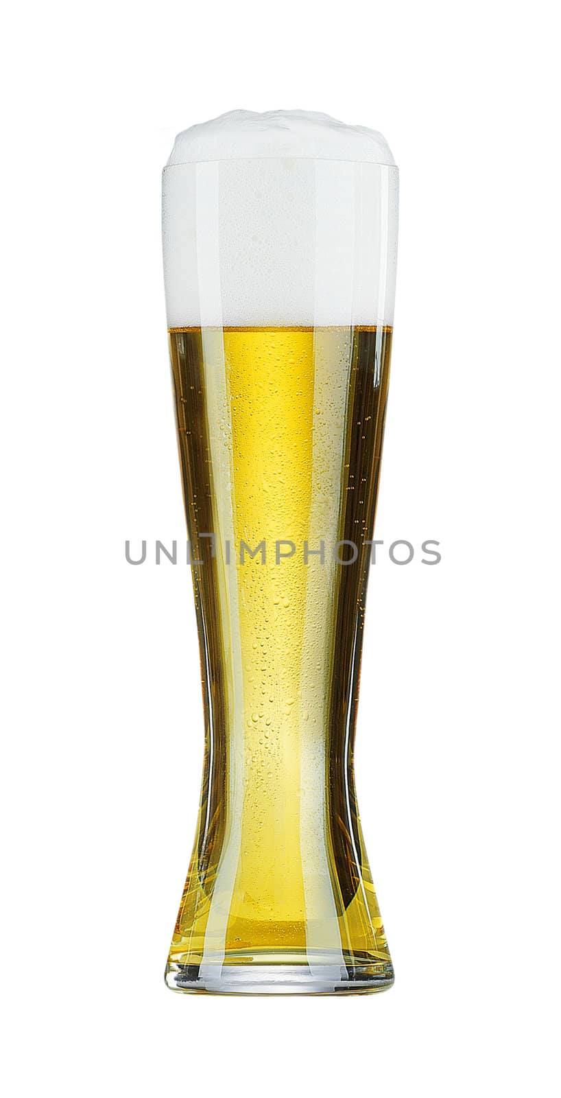 glass with beer on white background