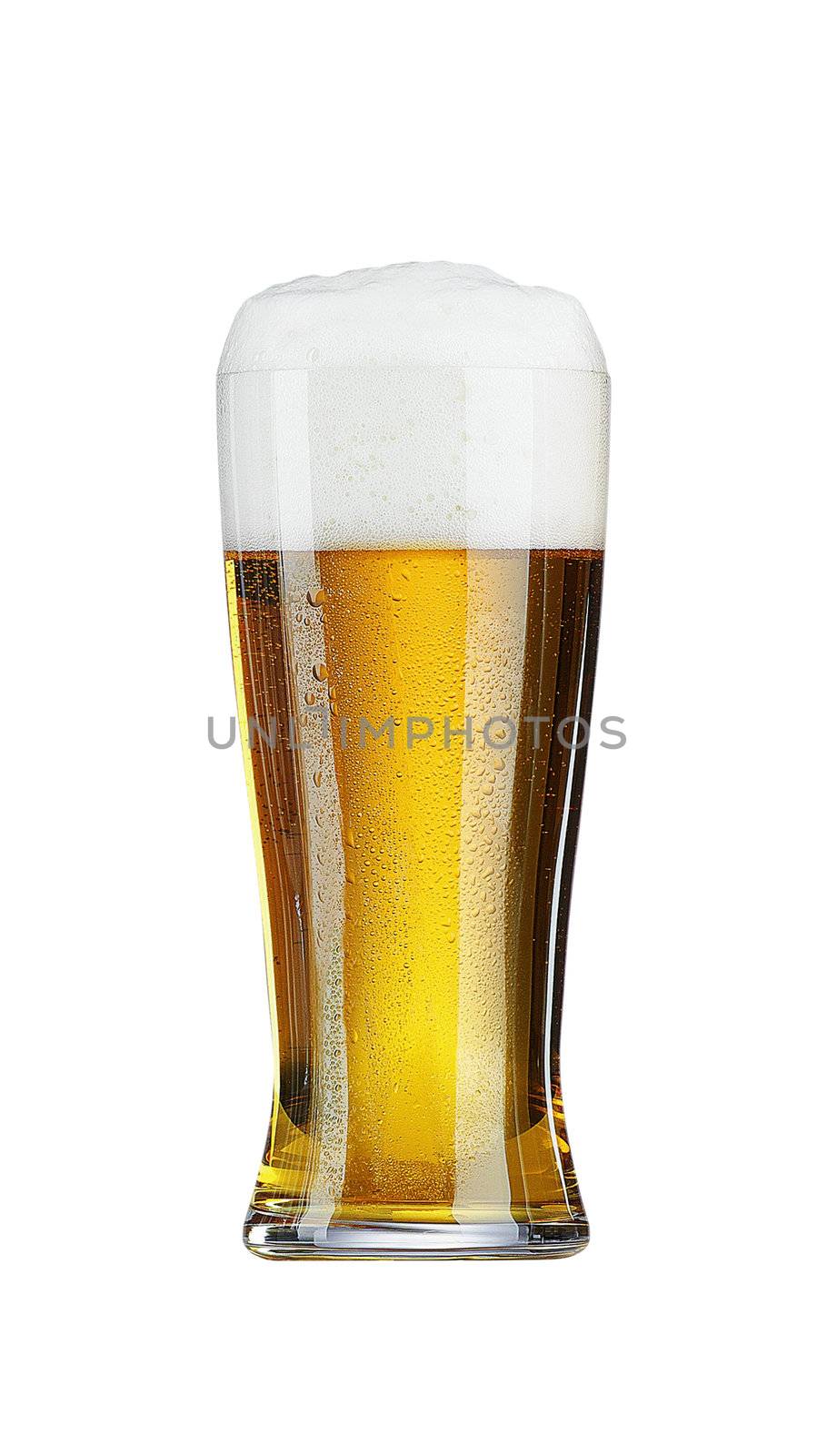 Glass of beer with isolated on white
