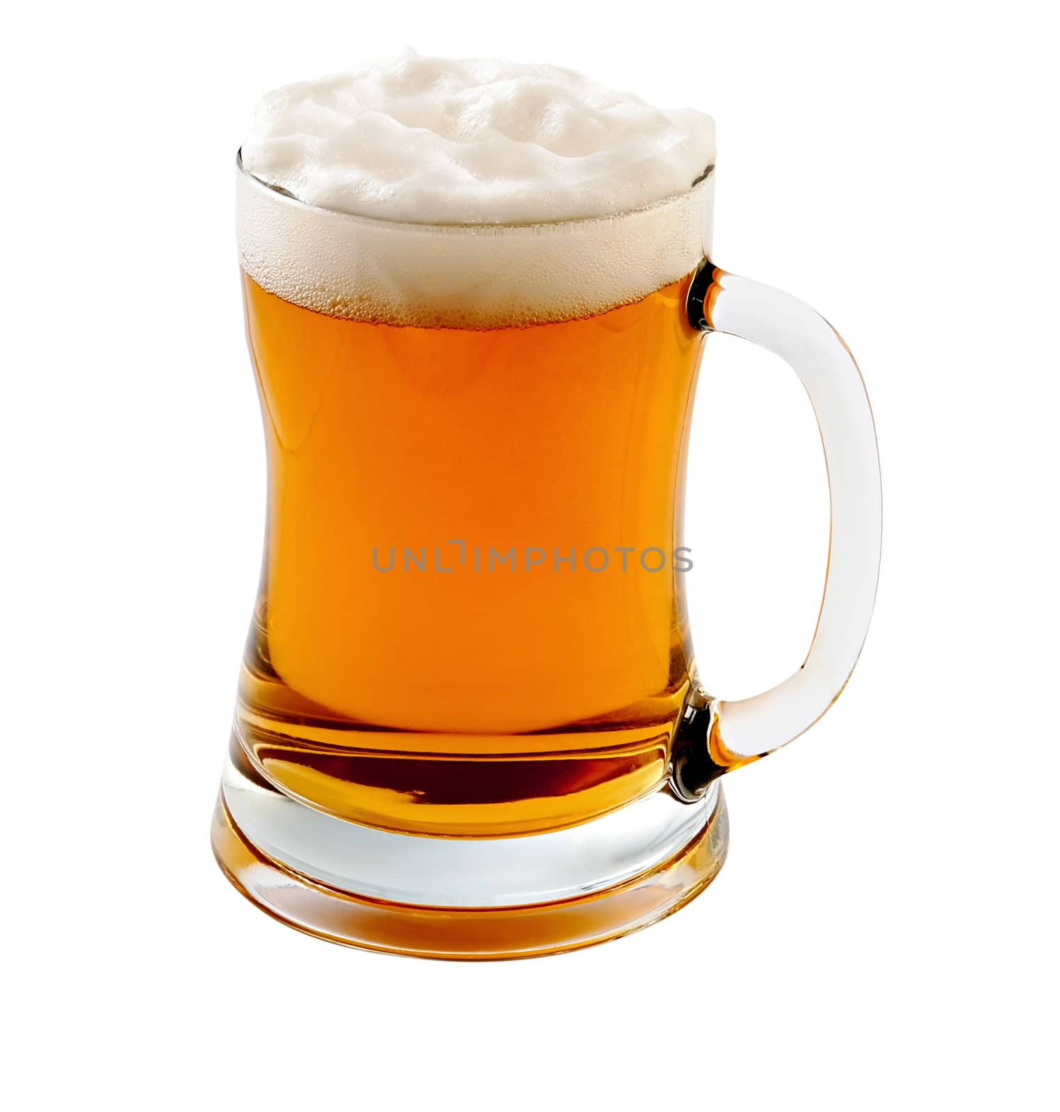 Mug with beer on white background