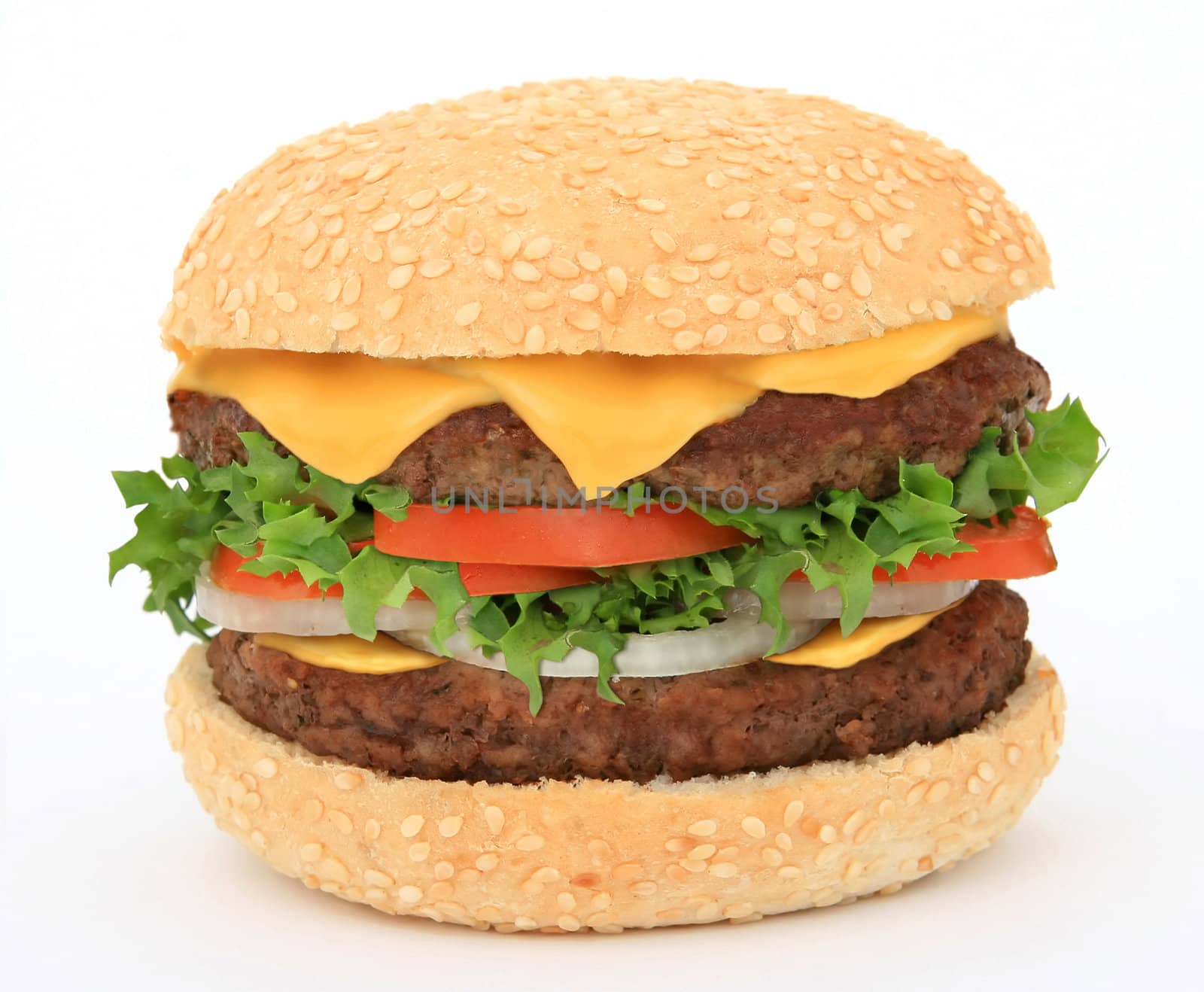 big hamburger isolated on white