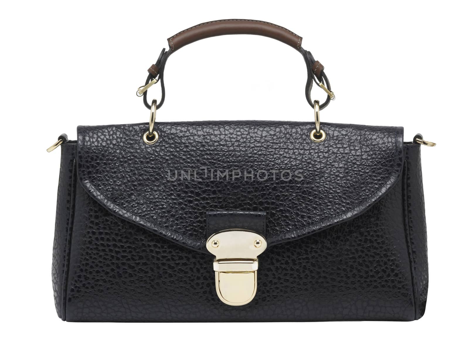 A leather bag isolated against a white background