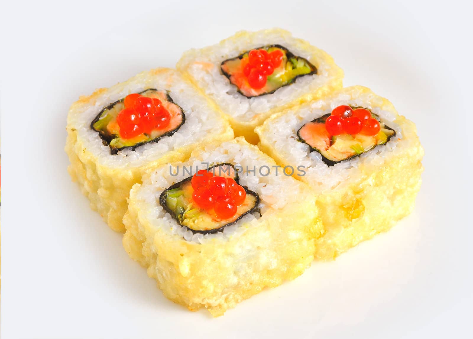 Sushi with fish and caviar
