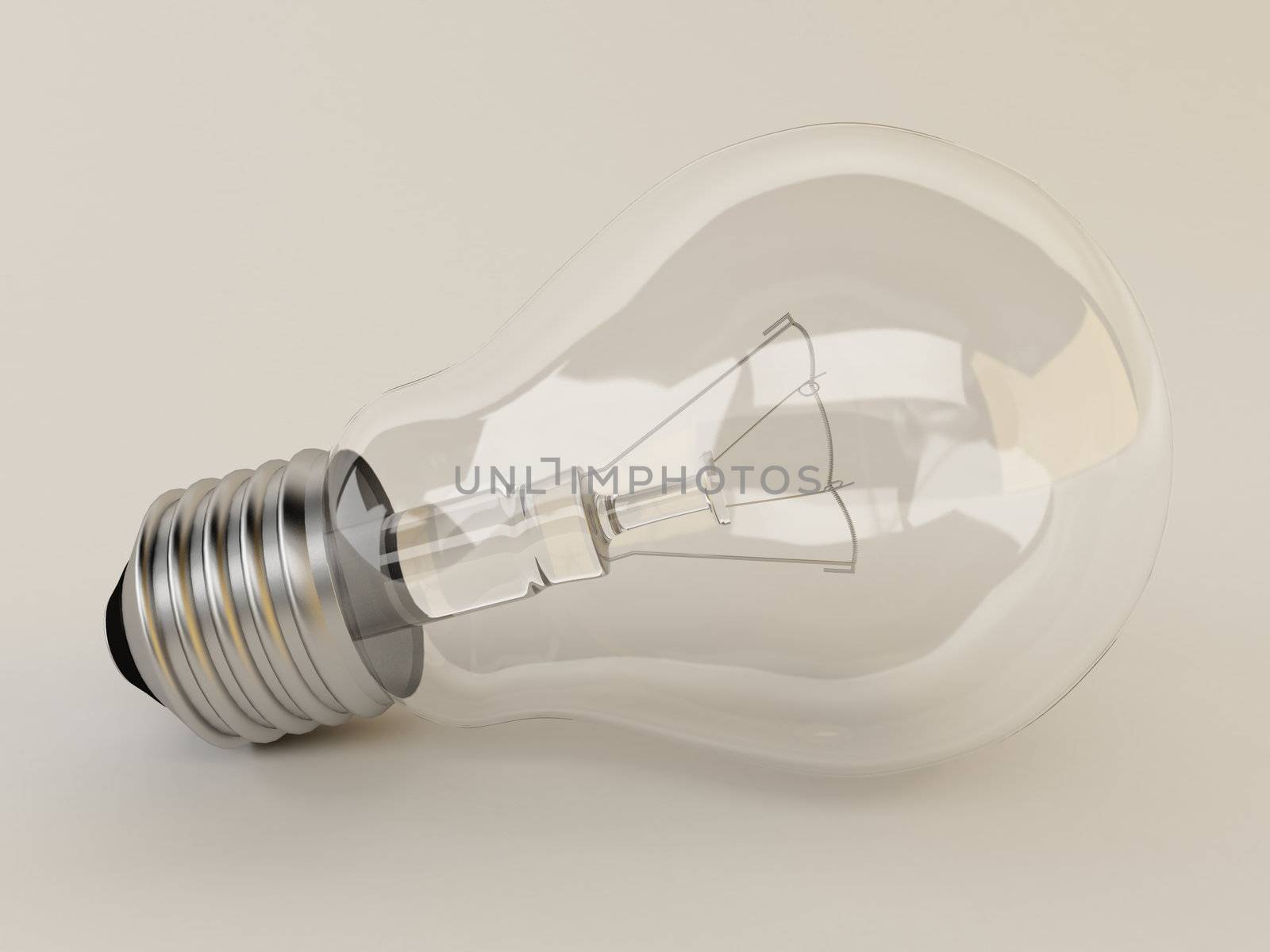 3d render light bulb lies on the surface