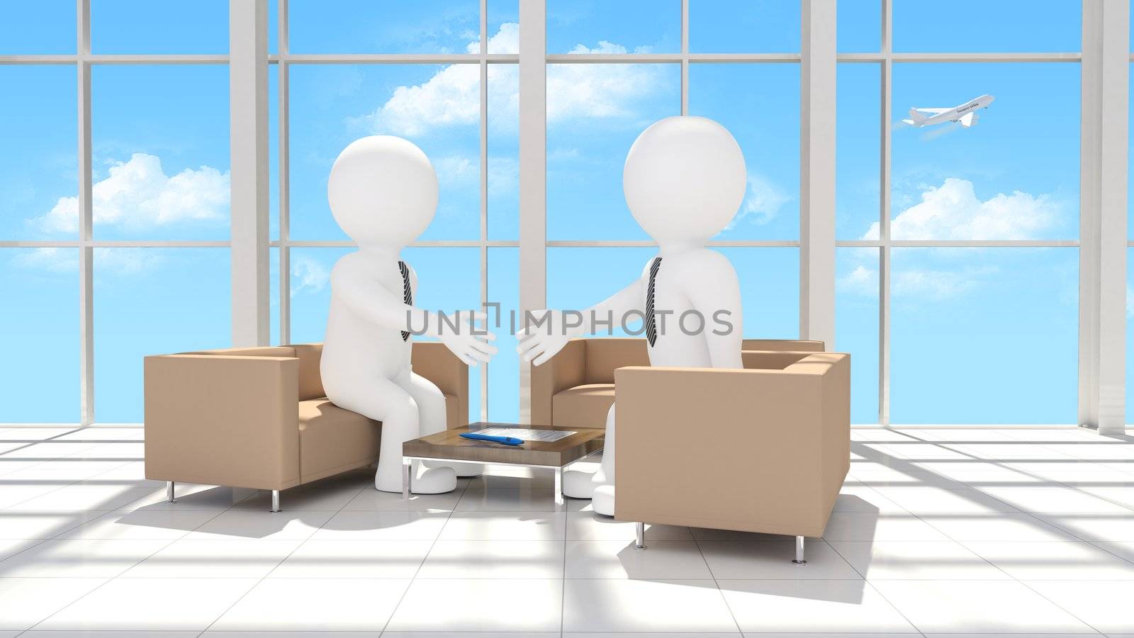 Handshake of two businessmen after signing the contract. Office interior