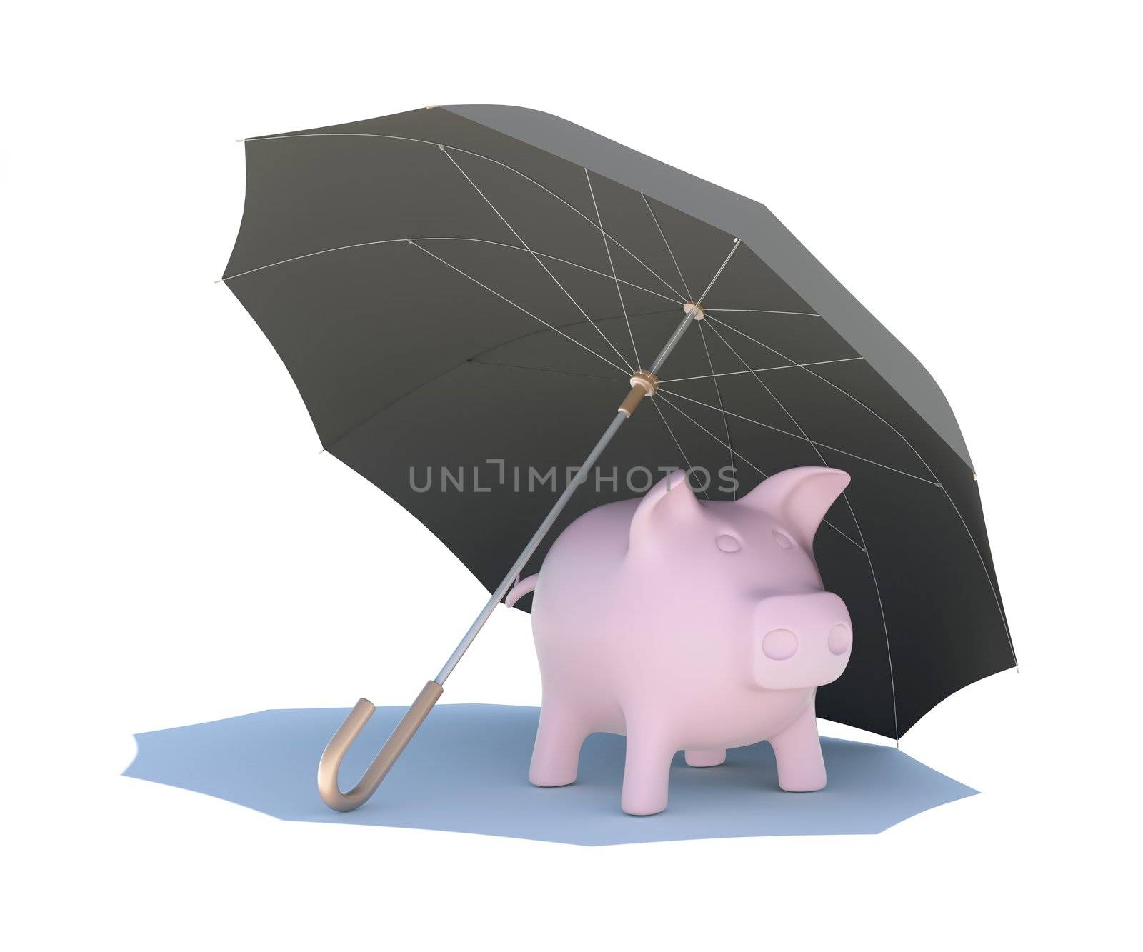 Umbrella covering the pink piggy bank by cherezoff