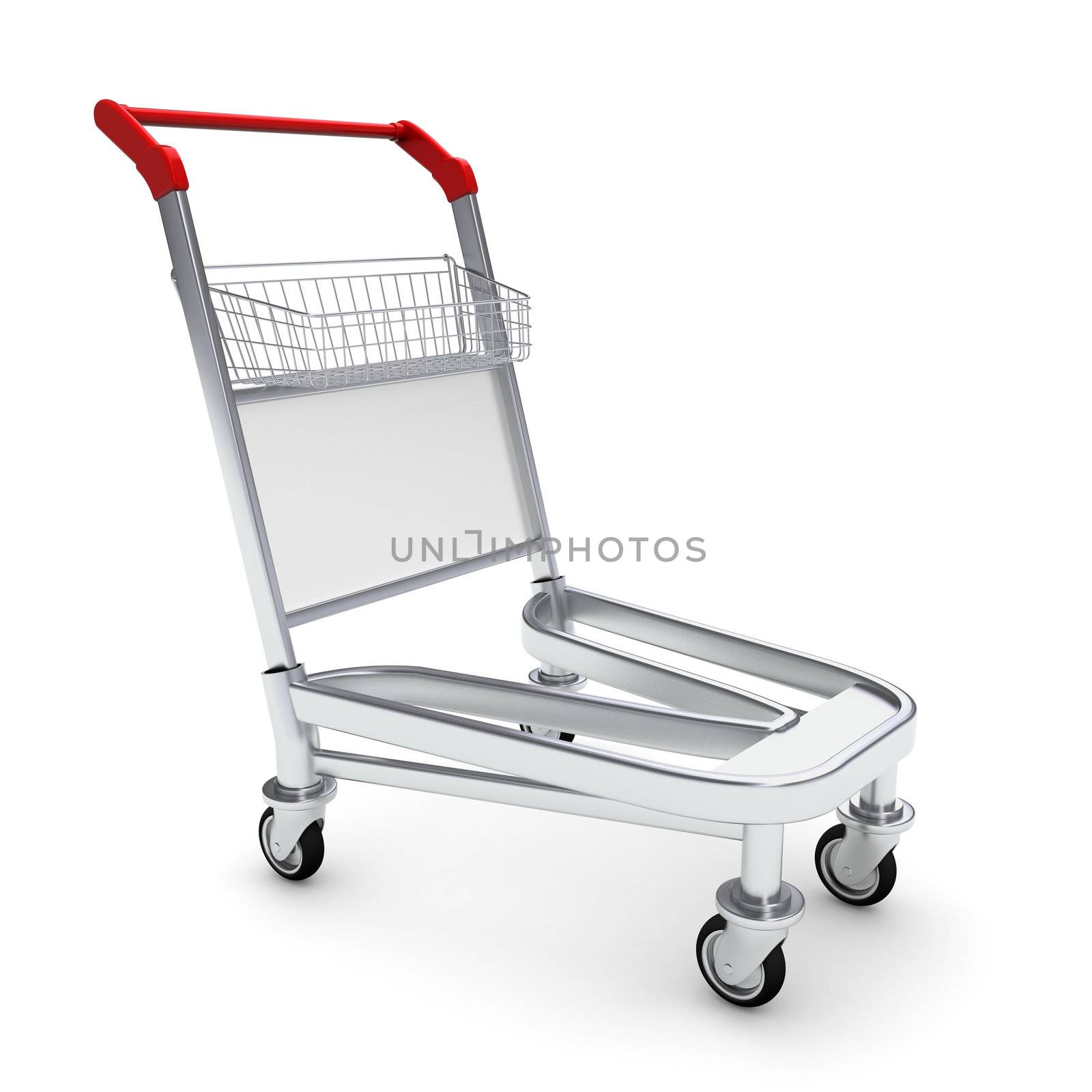 Trolley for luggage at the airport. Isolated on white background