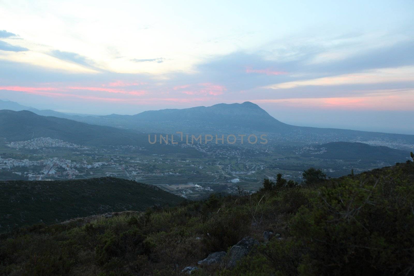 Summer landscape in mountains with the sun by Yellowj