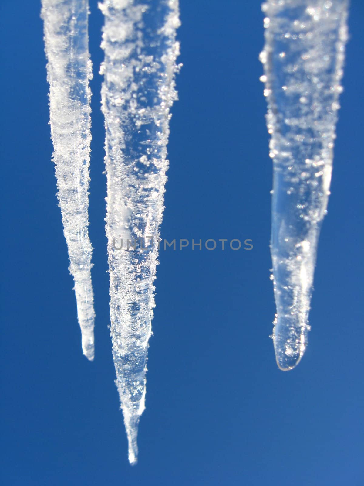 icicles on a background of the blue sky