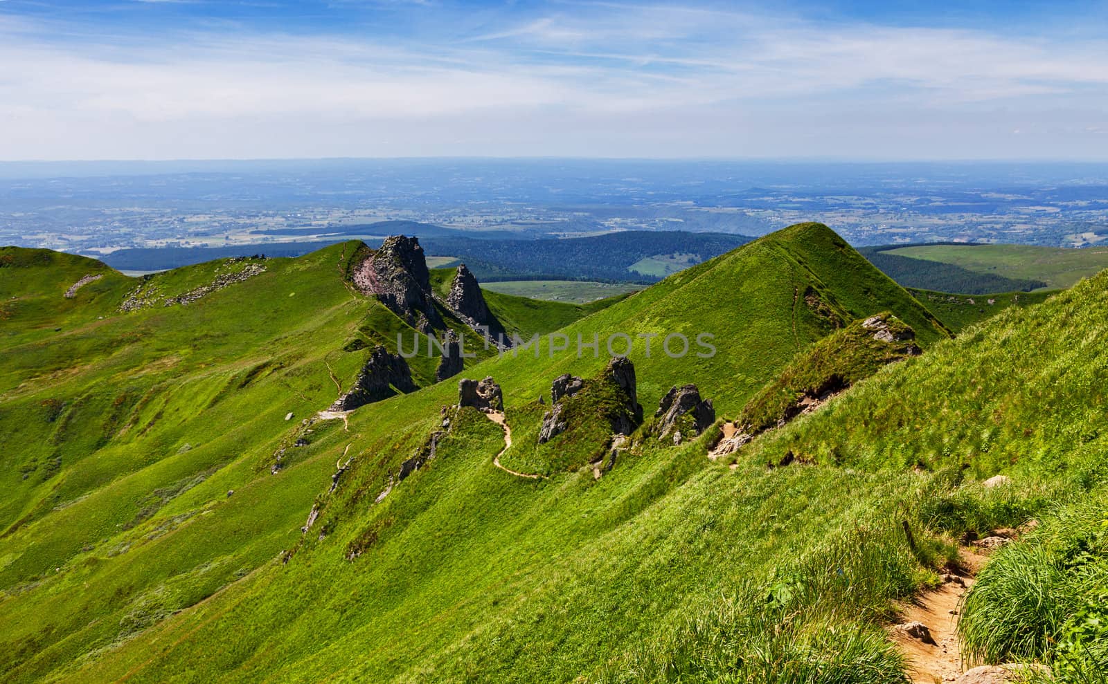 Image of a hiking footpath in Puy de Sancy mountain located in The Central Massif in Central France.