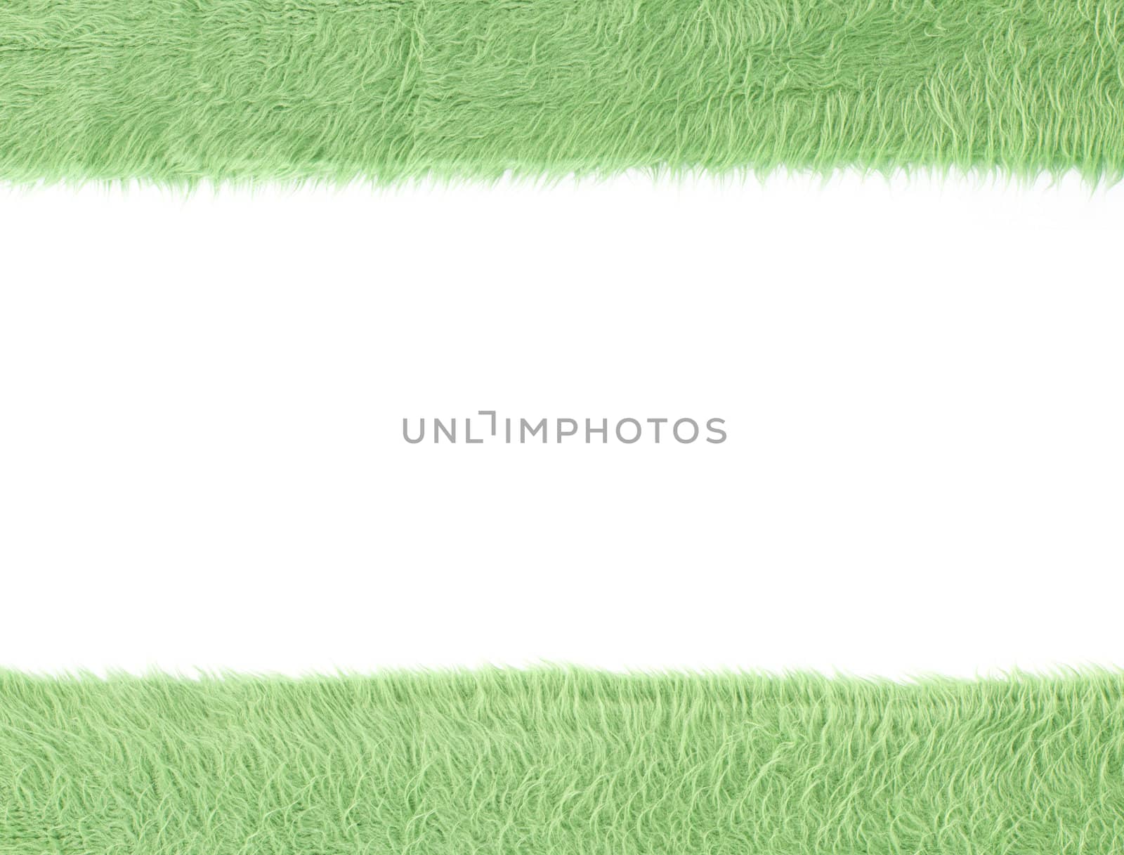 Pattern of green fabric texture frame on white background