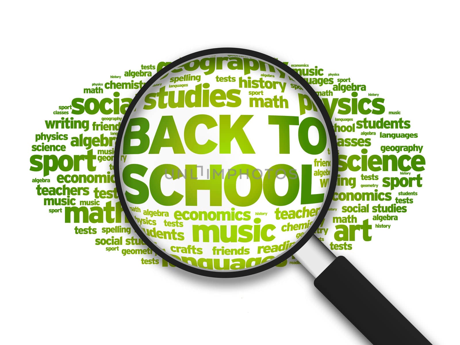 Magnified illustration with the word Back To School Analysis on white background.