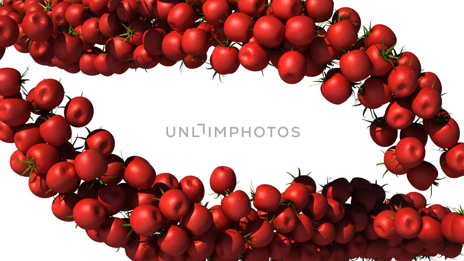 Two tasty Tomatoe Cherry streams isolated over white