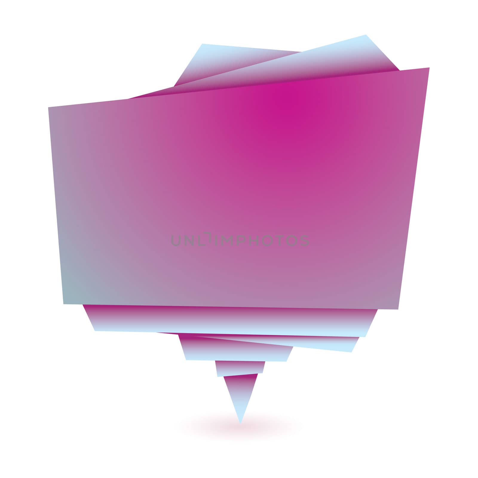Pink paper origami element with copyspace and drop shadow