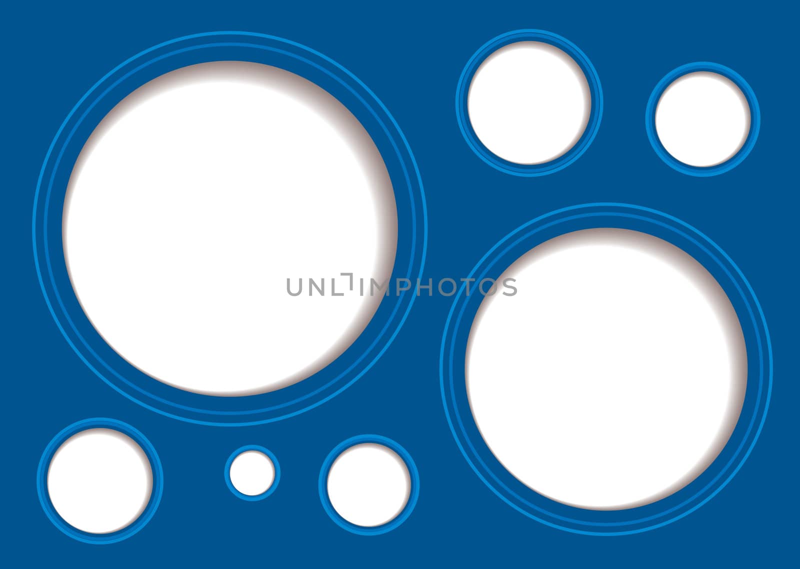 Blue abstract background with white hole and drop shadow