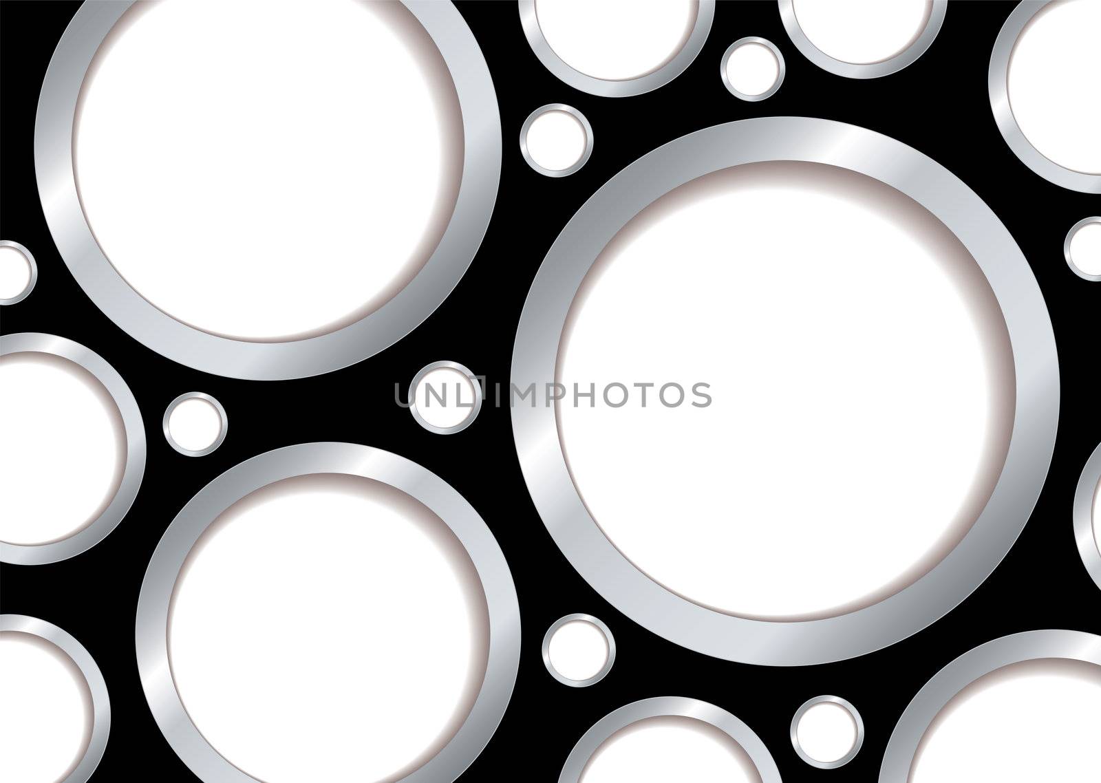 Bubble background with silver rim and black backdrop and copyspace