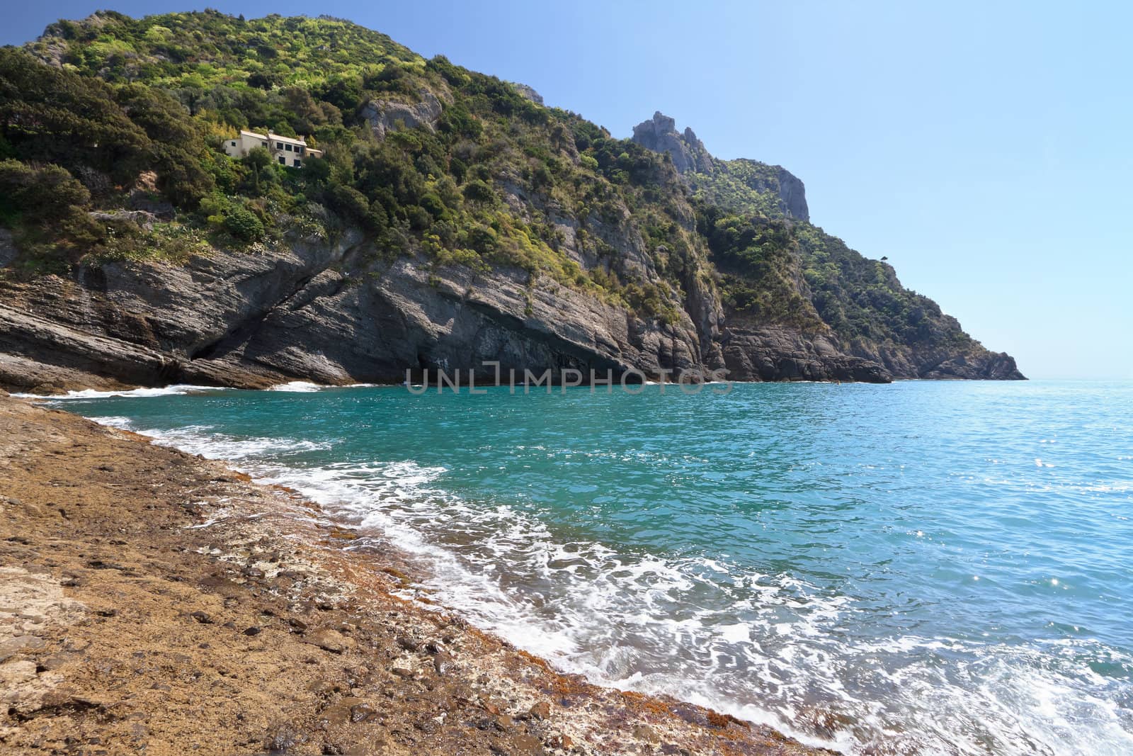 view of Portofino Natural Park from Punta Chiappa, Liguria, Italy