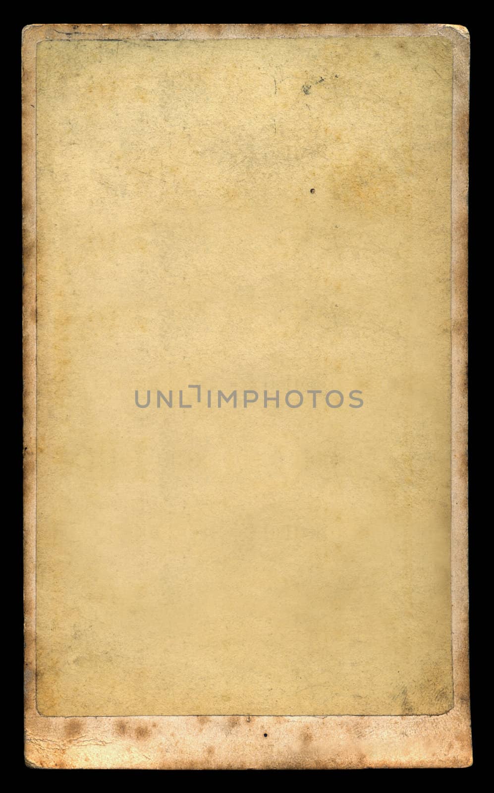 Antique blank photograph on vintage paper. Victorian era retro cabinet card design element.