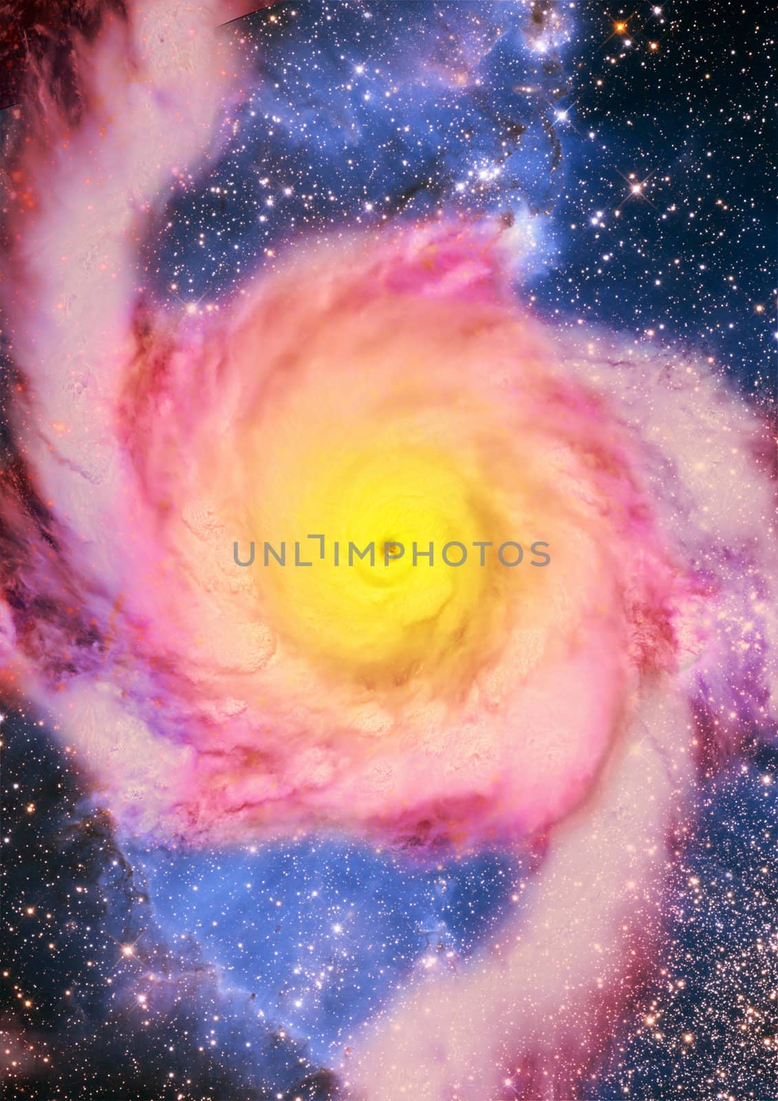 Stars and spiral galaxy in a free space