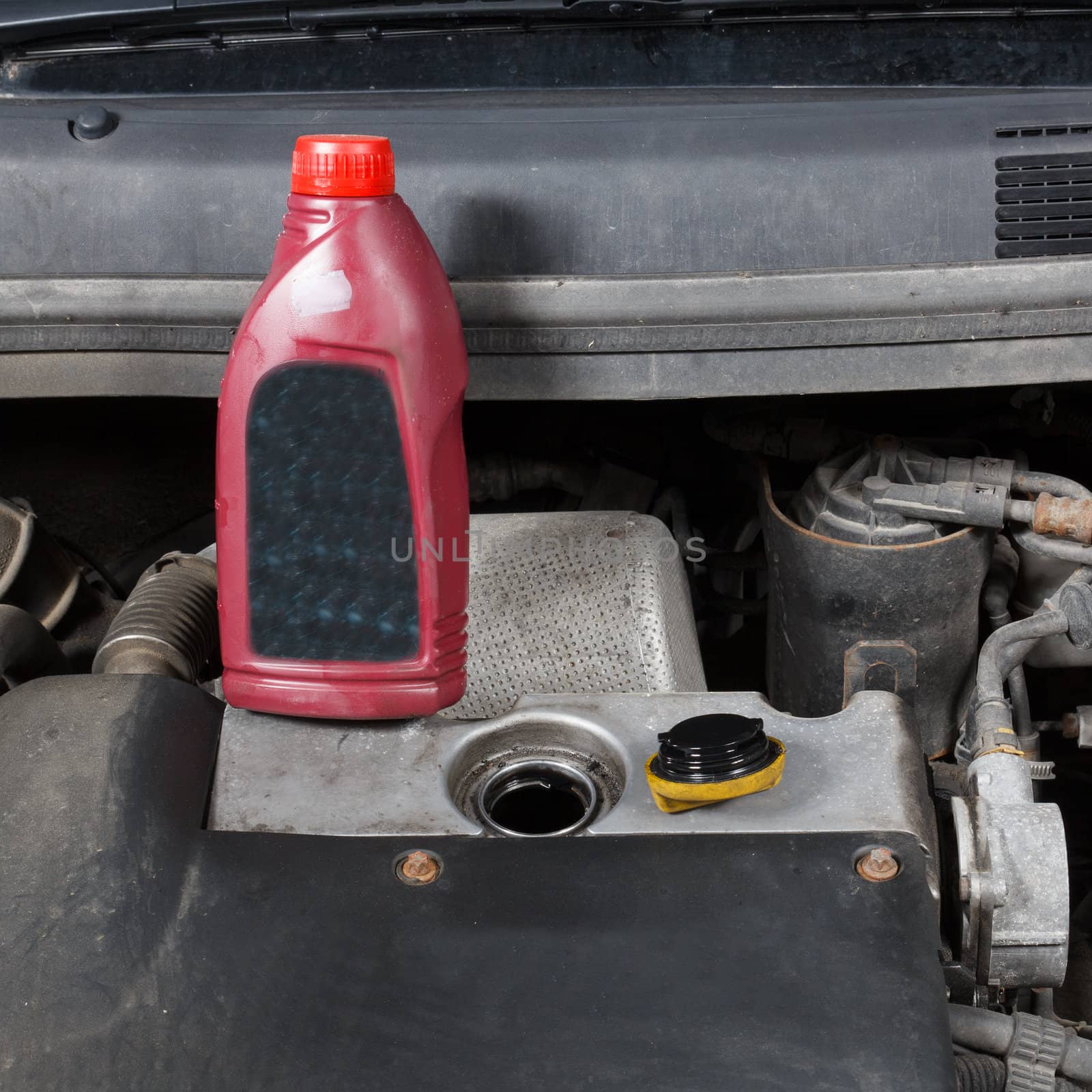 auto repair, old diesel engine oil change