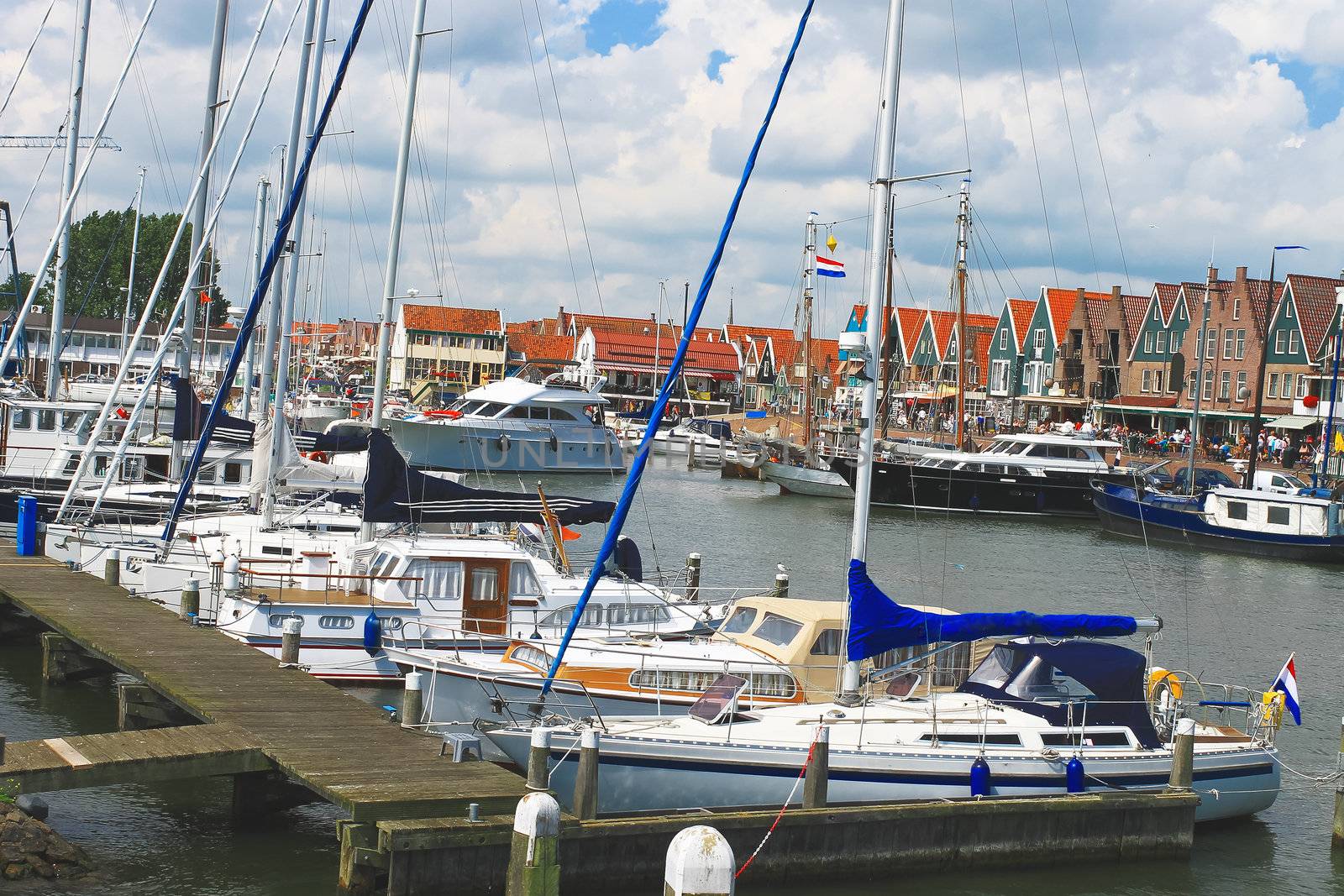 Ships in the port of Volendam. Netherlands