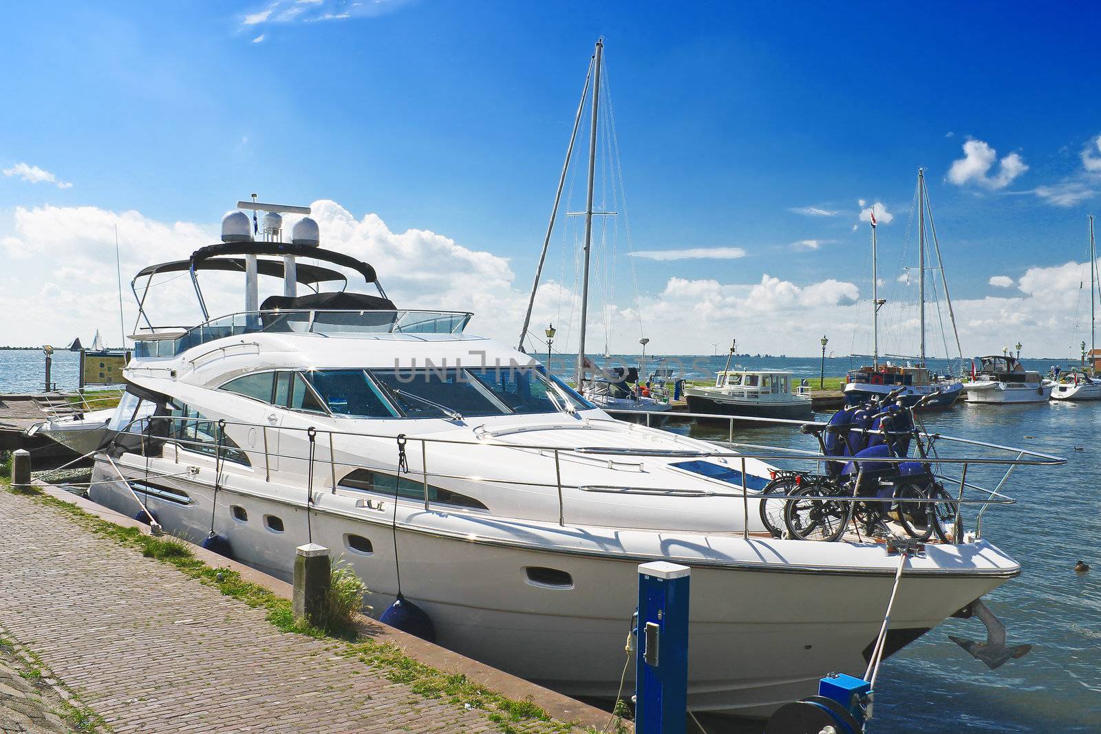 Yachts in the port of Volendam. Netherlands 