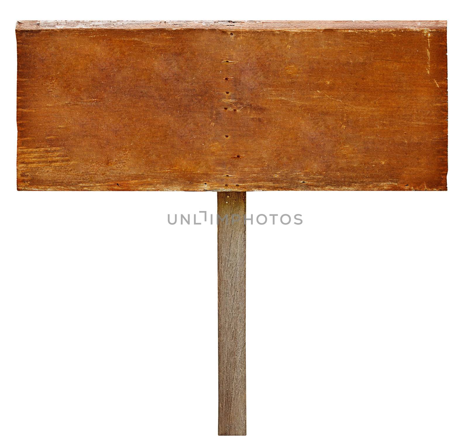 Wood sign board on white background by pzaxe