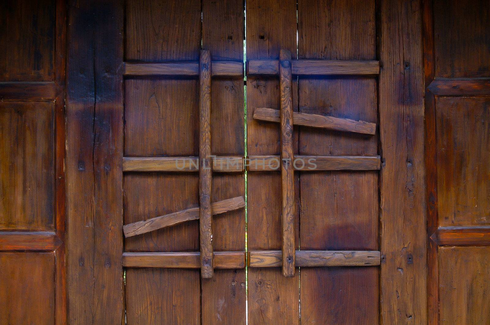 old wooden gate and door