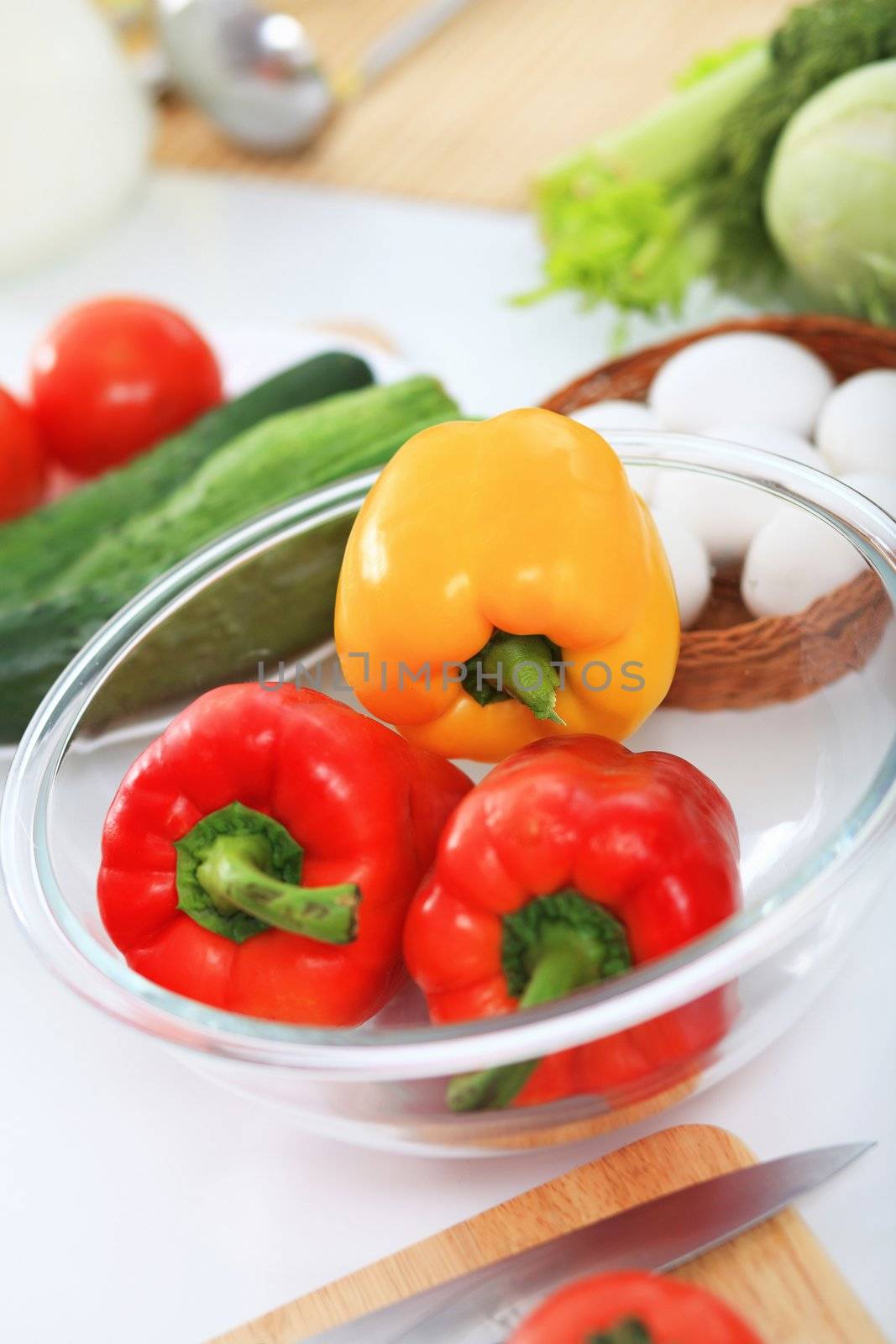 Fresh food and vegetables on the table