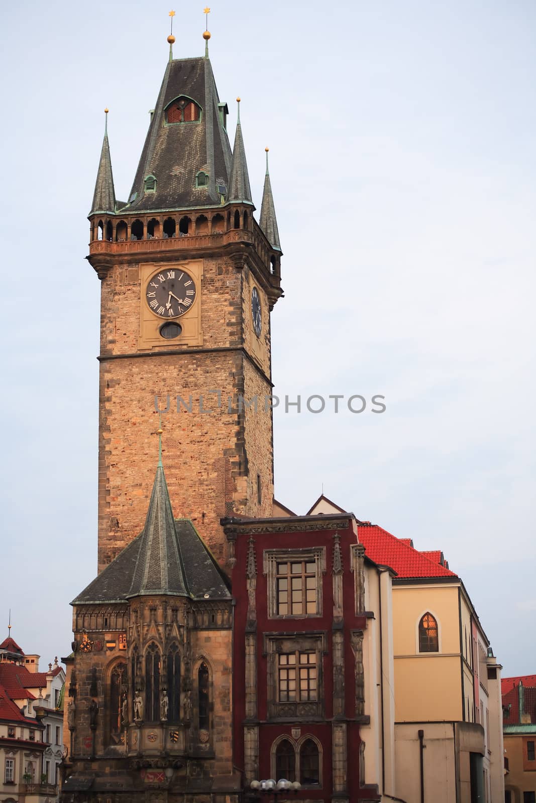 Overview of Prague Town Hall at dawn, Czech Republic