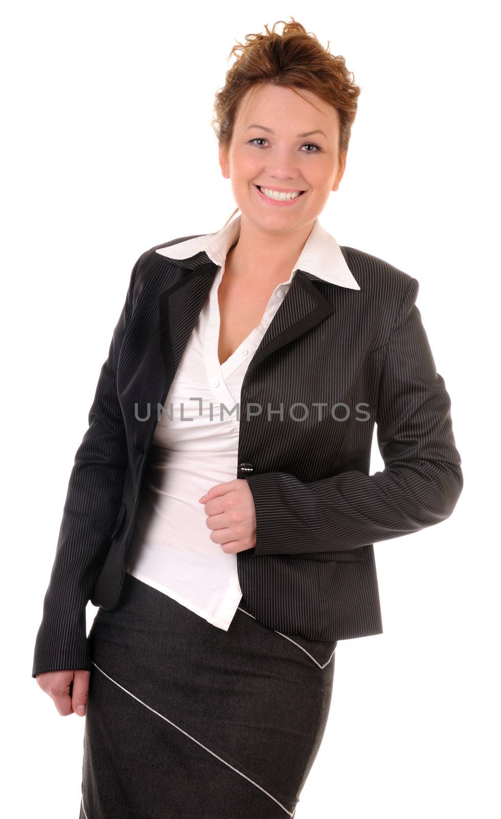 Attractive business woman isolated on white background