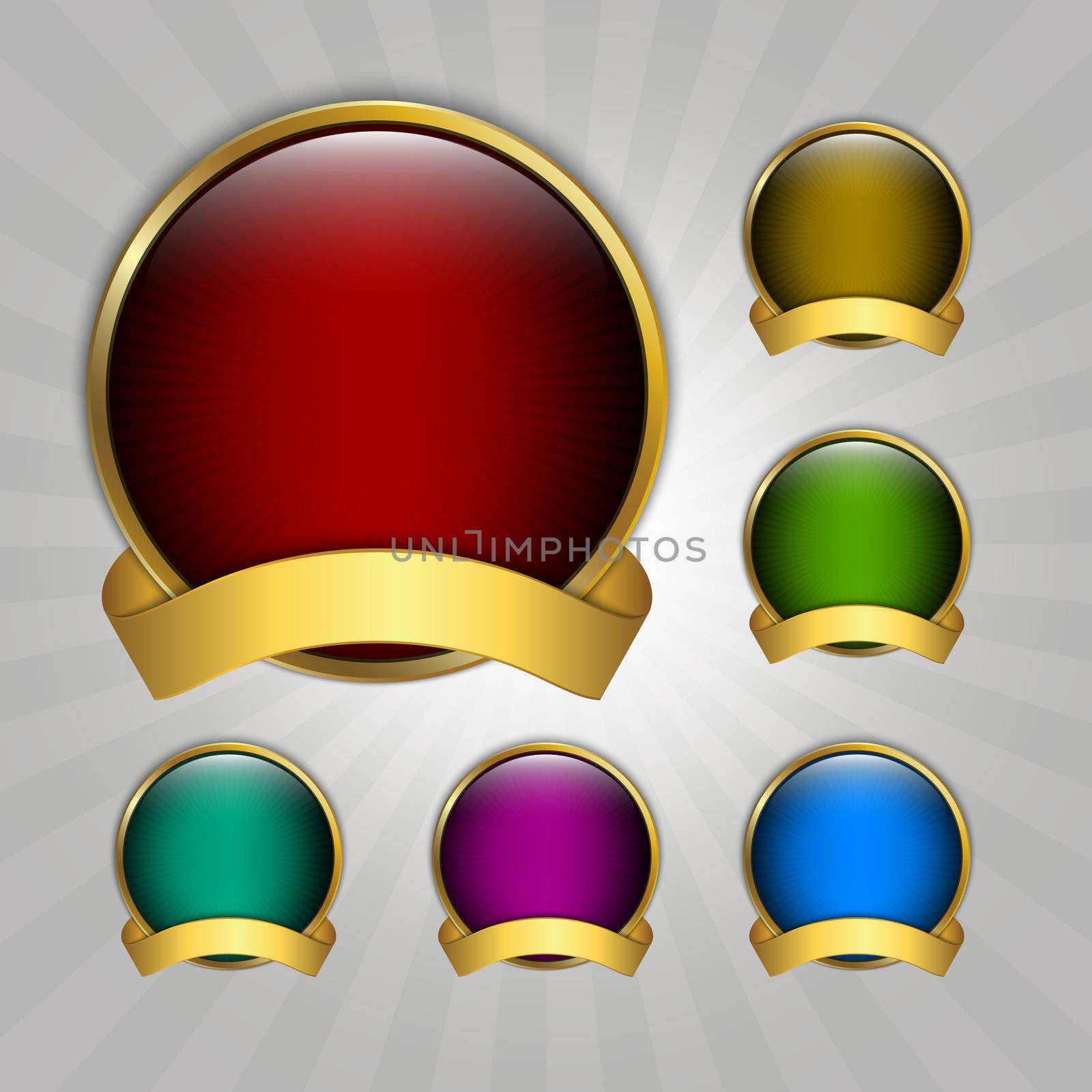 Set of seven round vector guarantee medals